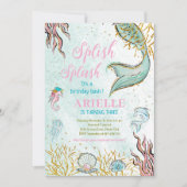 Mint Glitter Zeemeerminstaart onder het zee Kaart (Voorkant)