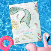 Mint Glitter Zeemeerminstaart onder het zee Uitnod Kaart