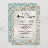 Mint Glitzy Sparkle Gold Zebra Glitter Kaart (Voorkant / Achterkant)