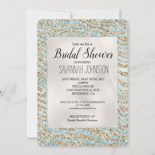 Mint Glitzy Sparkle Gold Zebra Glitter Kaart (Voorkant)