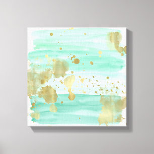 Mint Gold Abstract Canvas Afdruk