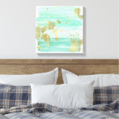 Mint Gold Abstract Canvas Afdruk (Insitu (Slaapkamer))
