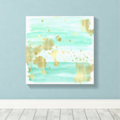 Mint Gold Abstract Canvas Afdruk (Insitu (Houten vloer))
