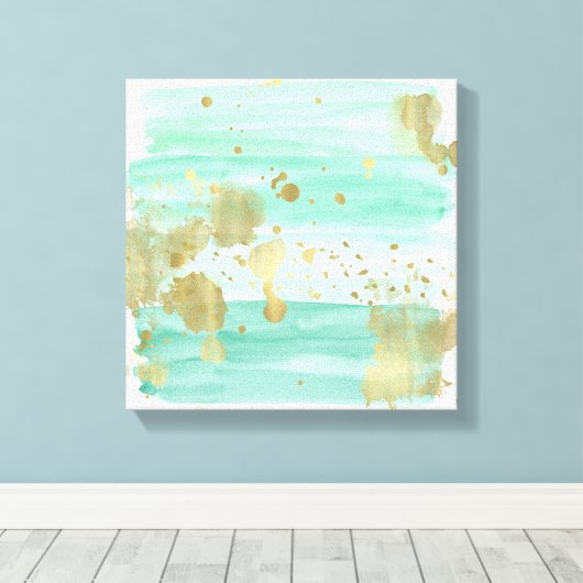 Mint Gold Abstract Canvas Afdruk (Insitu (Houten vloer))