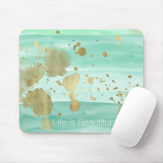 Mint Gold Abstract met Inspirerend prijsopgave Muismat (Met muis)