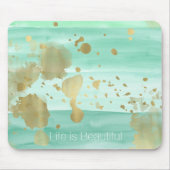 Mint Gold Abstract met Inspirerend prijsopgave Muismat (Voorkant)