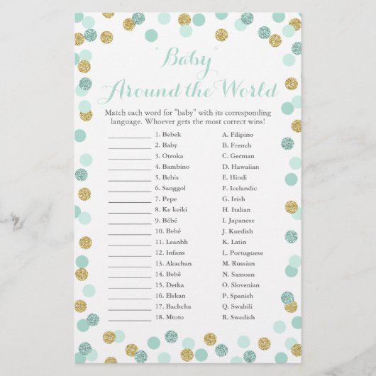 Mint & Gold-Baby over het World Translation Game (Voorkant)