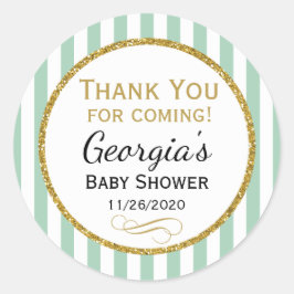 Mint Gold Baby shower - Hartelijk dank voor uw voo Ronde Sticker
