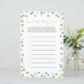 Mint & Gold Baby shower raden het Baby-voedselspel (Staand voorkant)