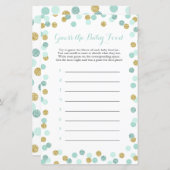 Mint & Gold Baby shower raden het Baby-voedselspel (Voorkant / Achterkant)