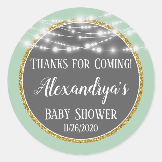 Mint Gold-Bedankt voor de komst van Baby shower-ve Ronde Sticker (Voorkant)