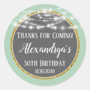 Mint Gold Birthday-Bedankt voor de komst van favor Ronde Sticker