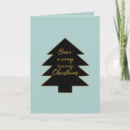 Mint Gold Black Merry Christmas Tree Feestdagen Kaart