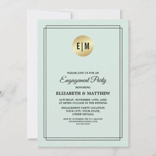 Mint Gold Black Polka Dot Pattern Verloving Kaart (Voorkant)