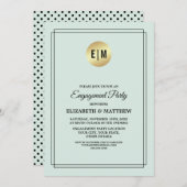 Mint Gold Black Polka Dot Pattern Verloving Kaart (Voorkant / Achterkant)