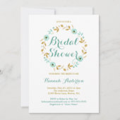 Mint Gold bloem krans Bruids Douche Uitnodiging (Voorkant)
