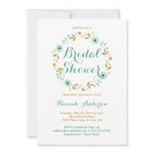 Mint Gold bloem krans Bruids Douche Uitnodiging
