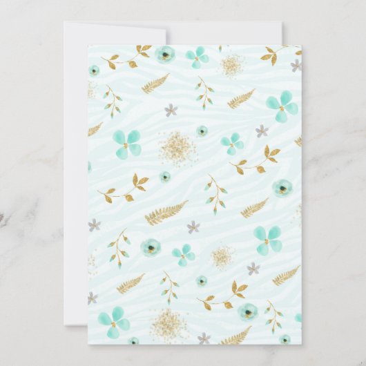 Mint Gold bloem krans Bruids Douche Uitnodiging (Achterkant)