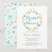 Mint Gold bloem krans Bruids Douche Uitnodiging (Voorkant / Achterkant)