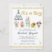 Mint Gold Boho Dieren Het is een Baby shower van e Kaart (Voorkant)