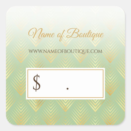 Mint Gold Boutique Prijskaartje Vierkante Sticker (Voorkant)