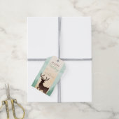 Mint Gold Brown Deer Woodland Holiday Gift Label Cadeaulabel (Met Touw)