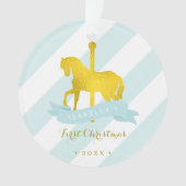 Mint & Gold Carrousel Horse Baby's eerste Kerstmis Ornament (voorkant)