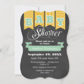 Mint Gold Chalkboard Flag Baby shower Invite Kaart (Voorkant)