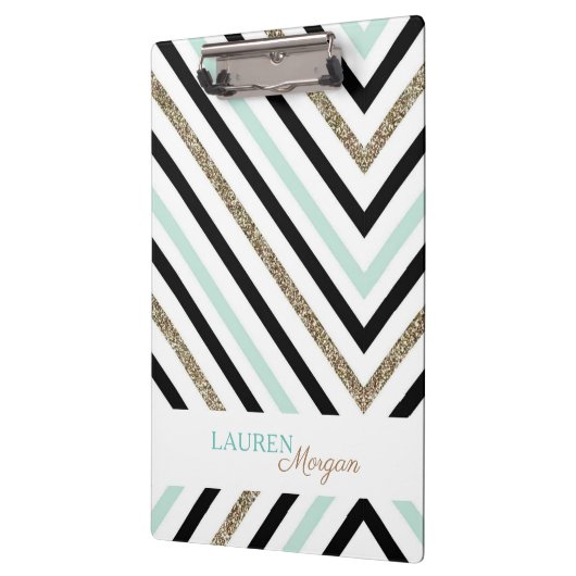 Mint Gold Chevron ⎥ gepersonaliseerd klembord (Links)