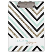 Mint Gold Chevron ⎥ gepersonaliseerd klembord (Voorkant)