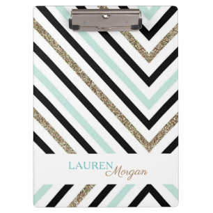 Mint Gold Chevron ⎥ gepersonaliseerd klembord