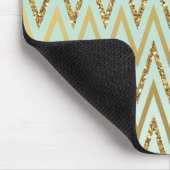 Mint & Gold Chevron Mousepad Muismat (Hoek)