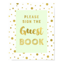 Mint Gold Confetti Guest Book Weduwen Sign