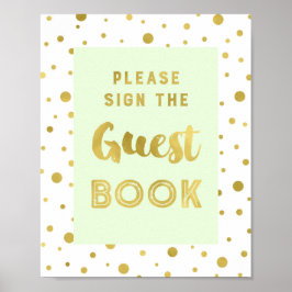 Mint Gold Confetti Guest Book Weduwen Sign Poster