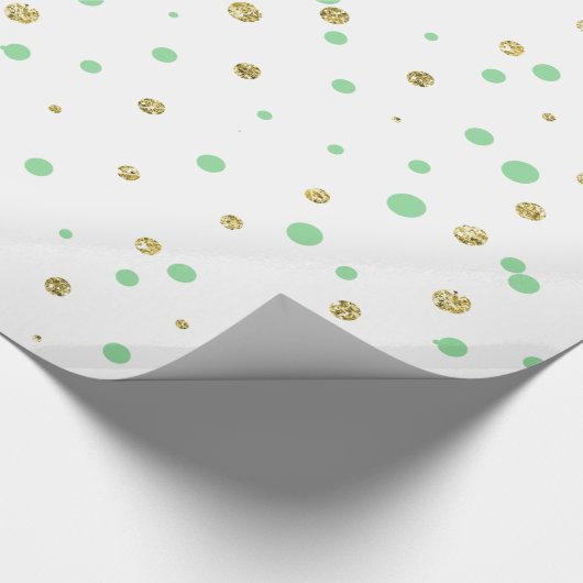 Mint Gold Confetti Stippen Cadeaupapier (Hoek)