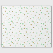 Mint Gold Confetti Stippen Cadeaupapier (Vlak)