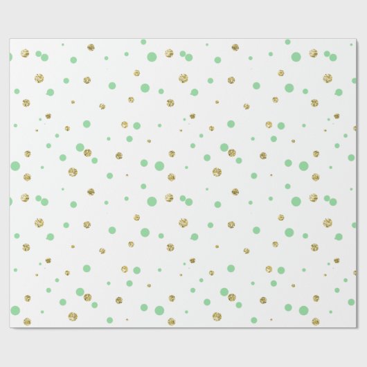 Mint Gold Confetti Stippen Cadeaupapier (Vlak)