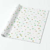 Mint Gold Confetti Stippen Cadeaupapier (Uitgerold)