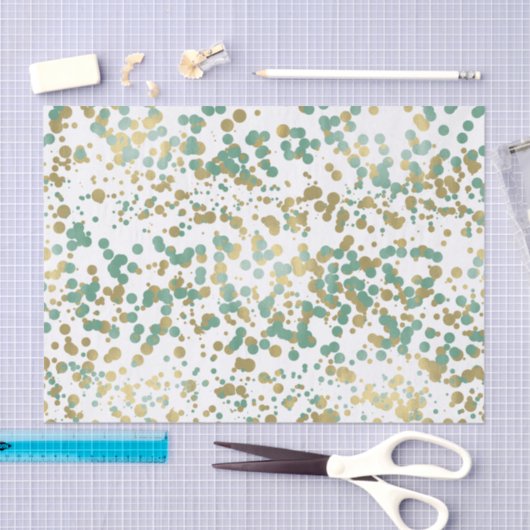 Mint Gold Confetti Tissuepapier (Craft)