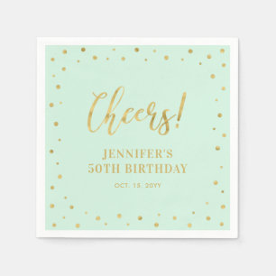 Mint & Gold   Elegant Classic Adult Birthday Party Servet