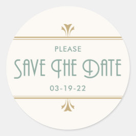 Mint Gold en Ivory Art Deco  Ronde Sticker