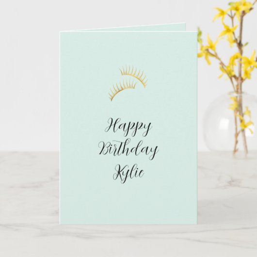 Mint Gold Eyelashes Kaart (Gele Bloem)