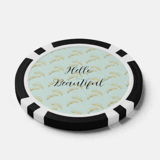 Mint Gold Eyelashes Poker Chips (Enkel)
