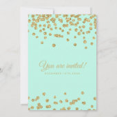 Mint & Gold Faux Glitter Confetti Elegant Wedding Kaart (Achterkant)