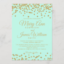 Mint & Gold Faux Glitter Confetti Elegant Wedding