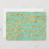 Mint Gold Faux Glitter Strepen Verjaardag Kaart (Achterkant)