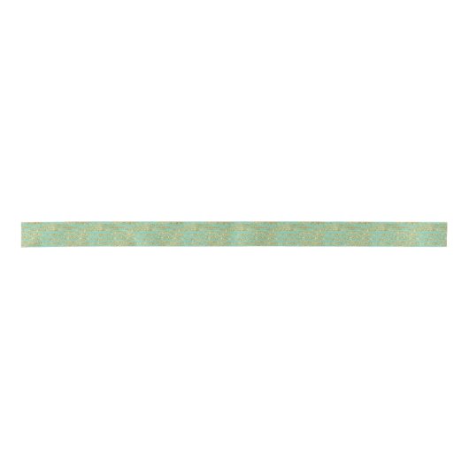 Mint Gold Faux Glitter Stripes Satijnen Lint (Voorkant)