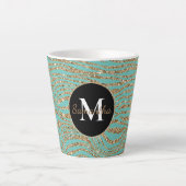 Mint Gold Faux Glitter Zebra Print Latte Mok (Voorkant)
