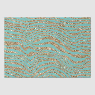 Mint Gold Faux Glitter Zebra Tissuepapier