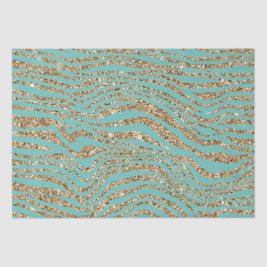 Mint Gold Faux Glitter Zebra Tissuepapier (Voorkant)